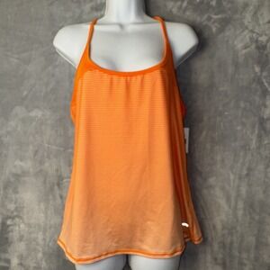 NWT Orange Theory Fitness OTF Activewear Tank Top Orange Stripe Multi Strap XL